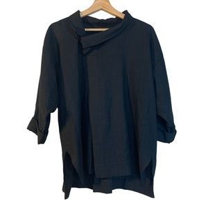 Patti Wells Black Linen Fold Shirt M/L